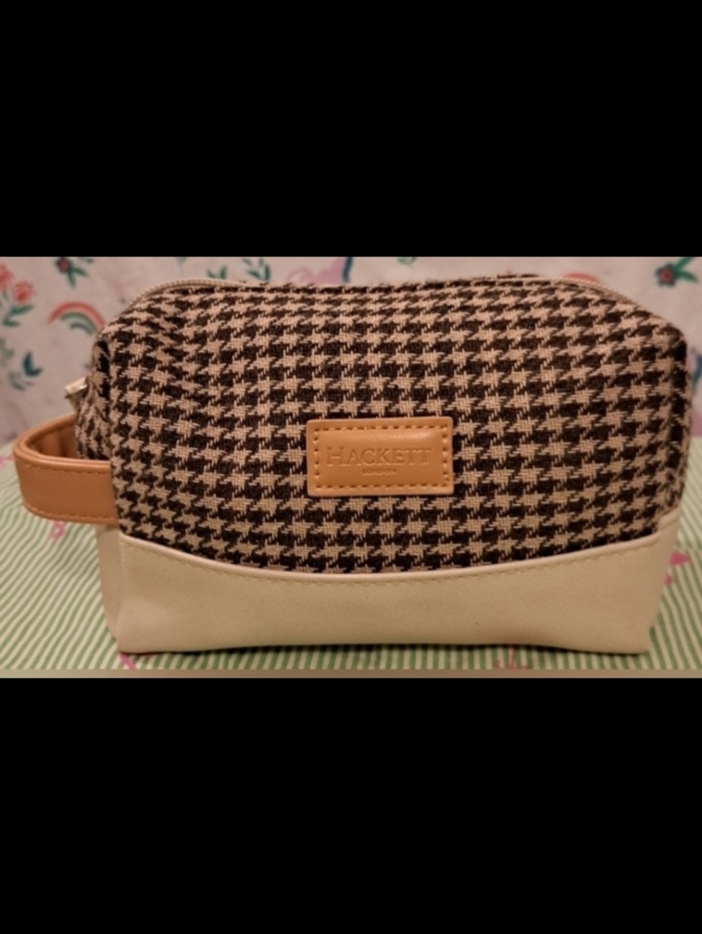 EUC Hackett London Turkish Airline Houndstooth Cosmetic Makeup Travel Pouch Bag